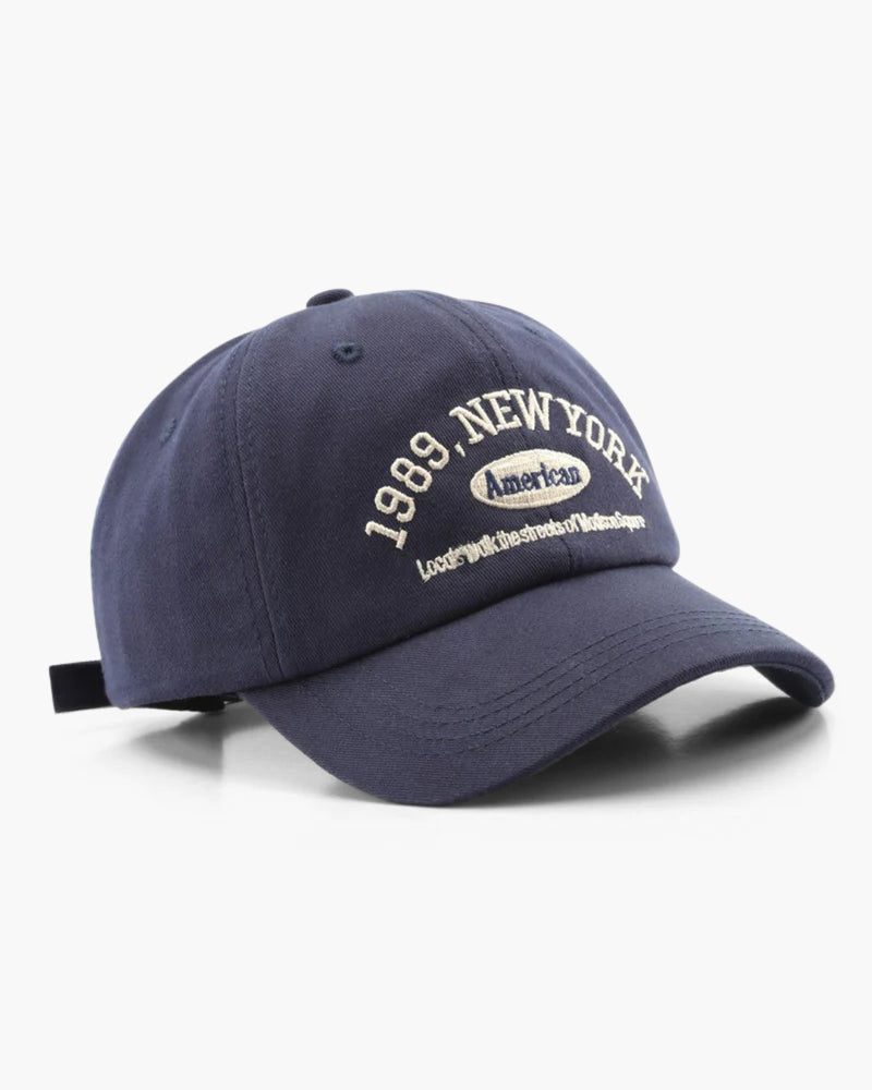 New York Cap – Embroidered Cotton – Adjustable Strapback - Mance Wear Marine
