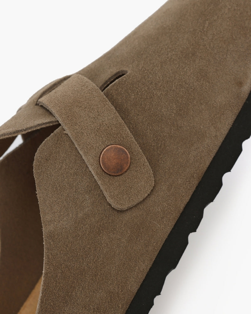Suede Buckle Clog – Comfort Slip-On