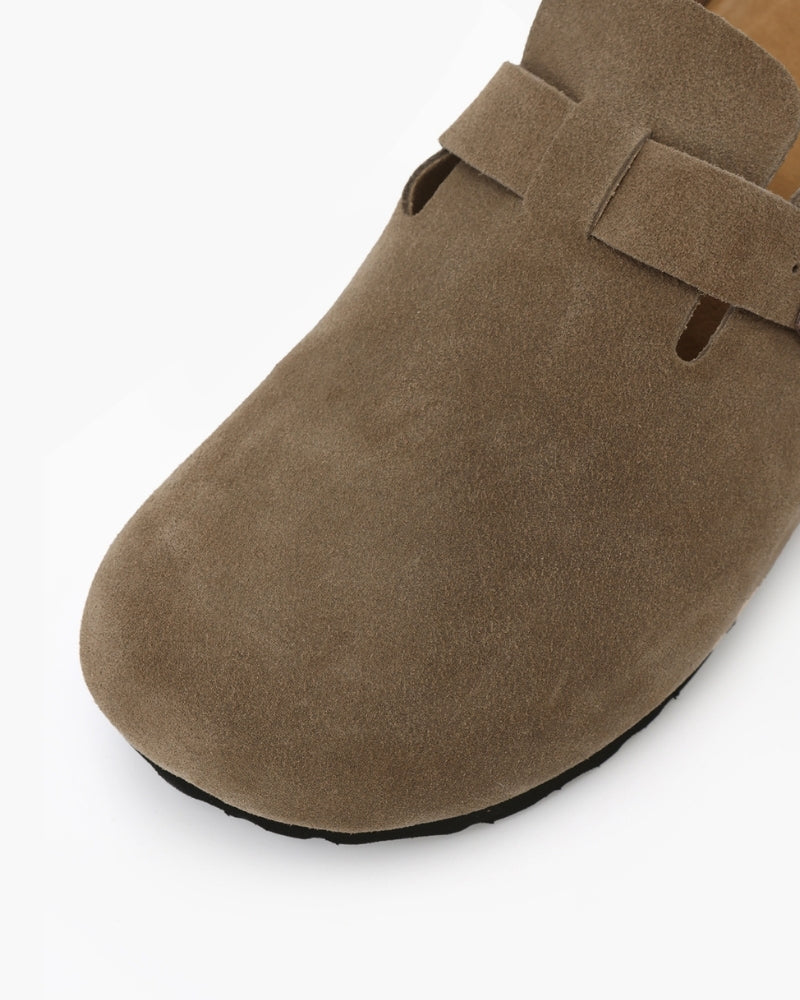 Suede Buckle Clog – Comfort Slip-On