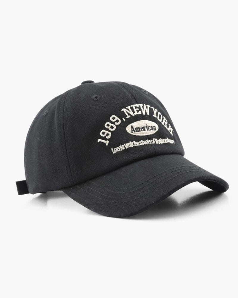 New York Cap – Embroidered Cotton – Adjustable Strapback - Mance Wear Black