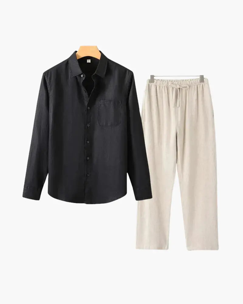 Linen Lifestyle Set – Black & Beige - Mance Wear S