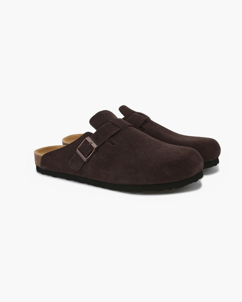 Suede Buckle Clog – Comfort Slip-On