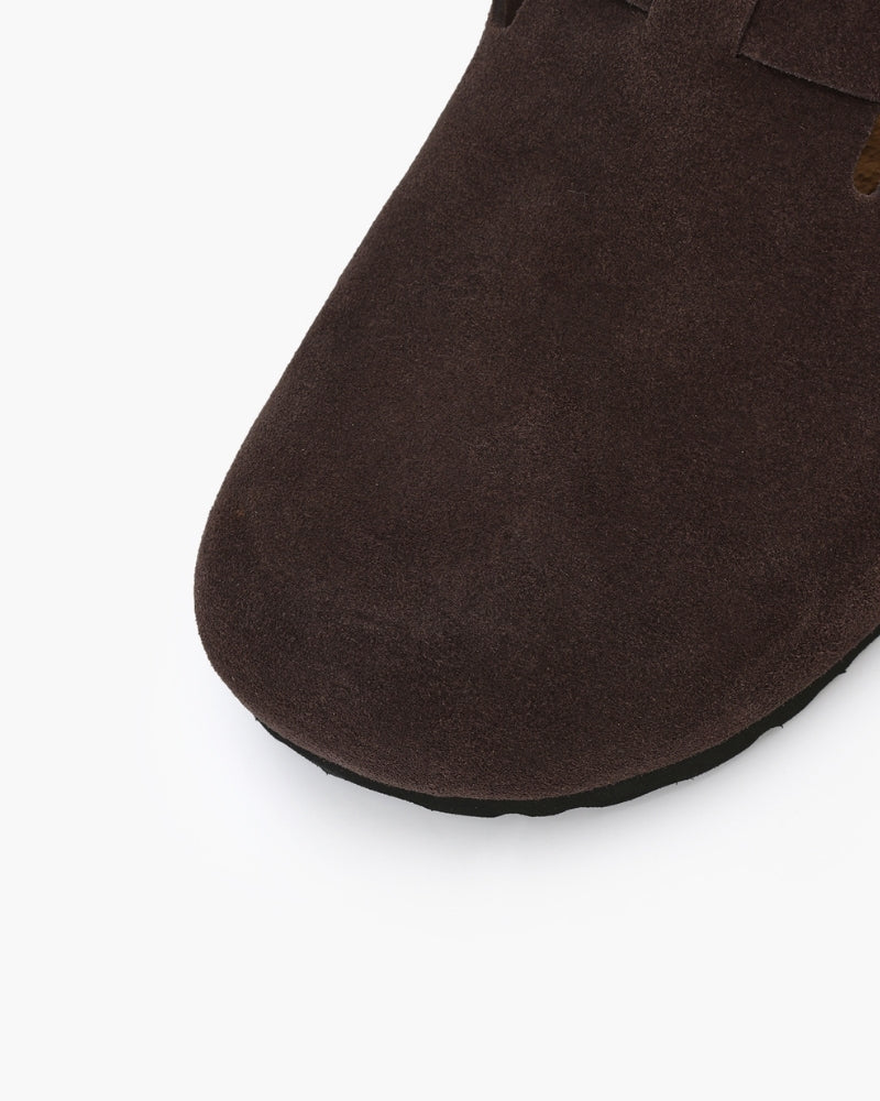 Suede Buckle Clog – Comfort Slip-On