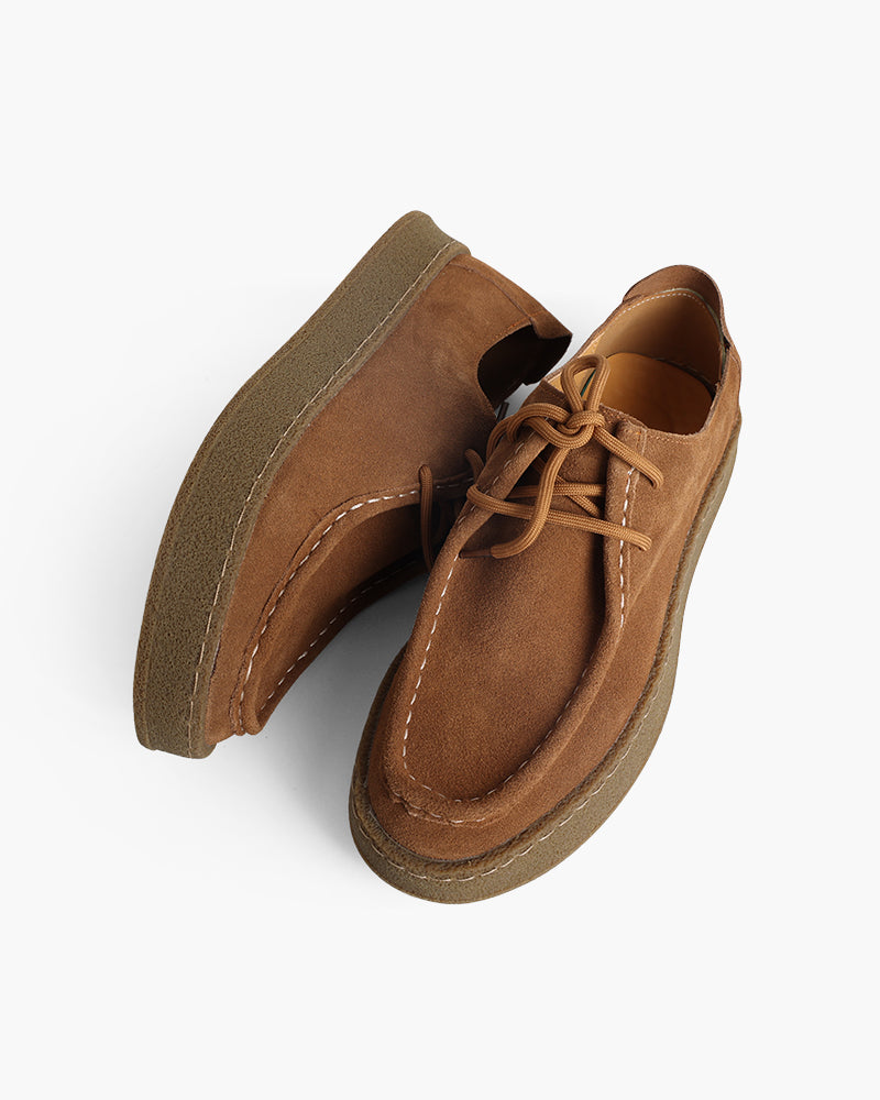 Heritage Suede Moc-Toe Shoes – Brown Crepe Sole