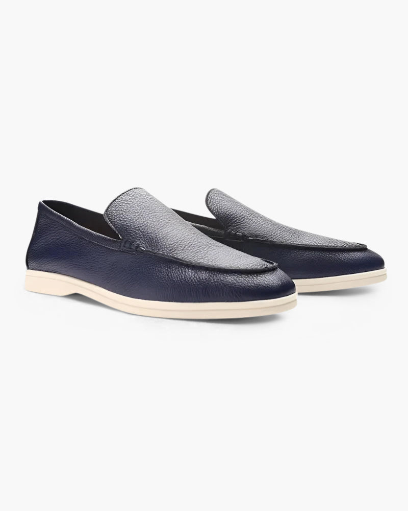 Heritage Cowhide Leather Loafers - Mance Wear Marine Blue / UK 5