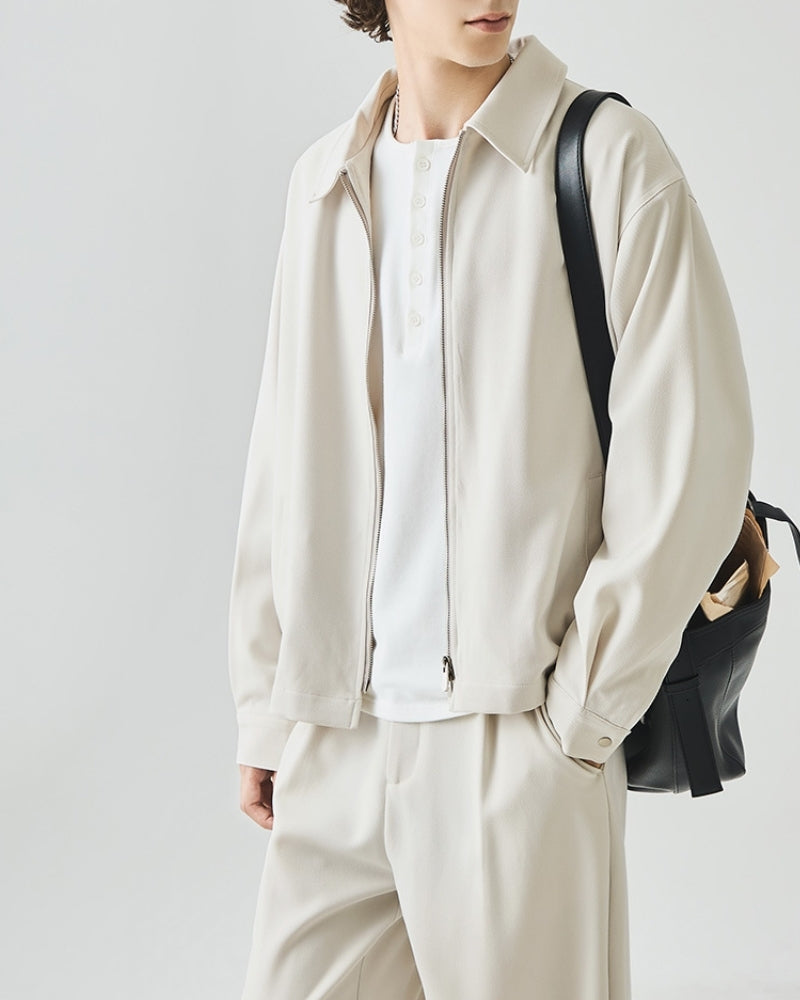 Men’s Lightweight Zip-Front Jacket - Mance Wear Ivory / M