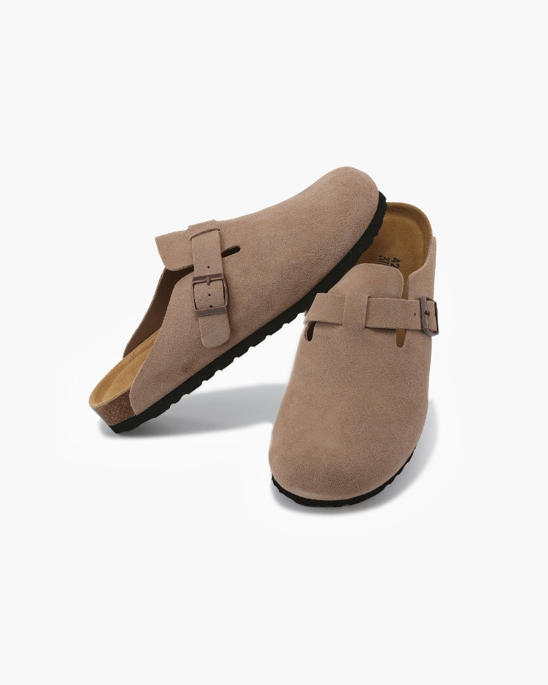 Suede Buckle Clog – Comfort Slip-On