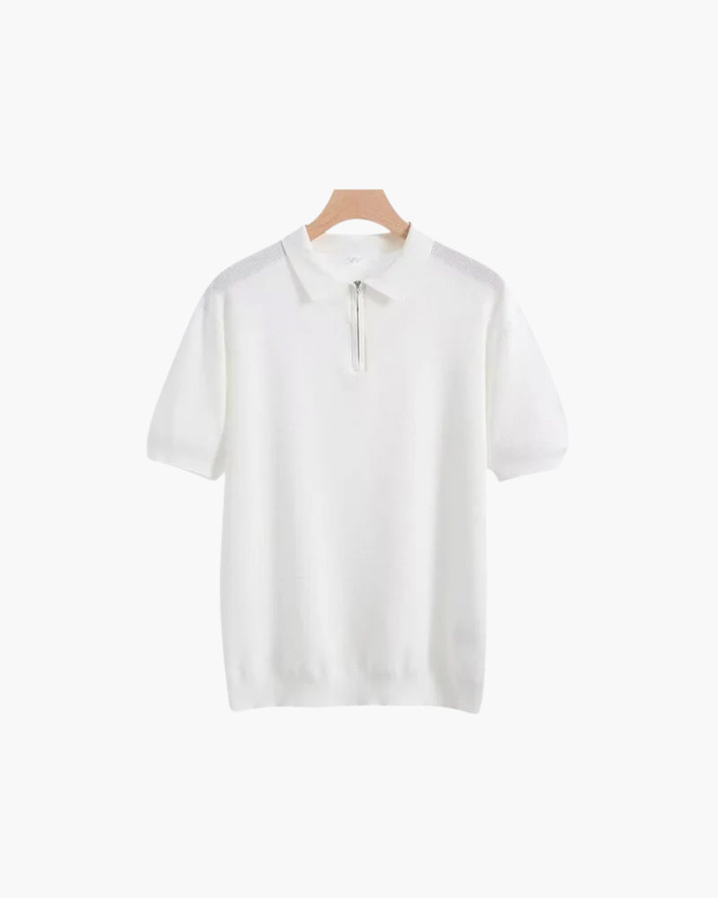 Zip Knit Polo – Short Sleeve – Minimalist Style - Mance Wear White / S