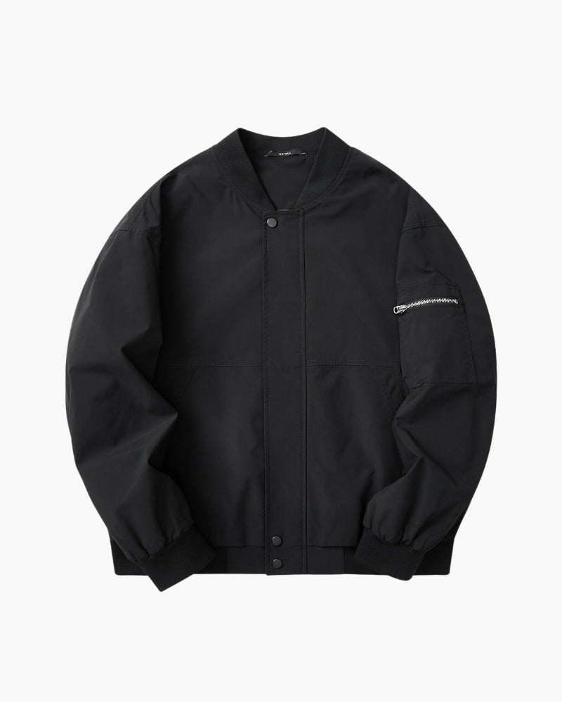 Men’s Rib-Trim Bomber Jacket - Mance Wear Grey