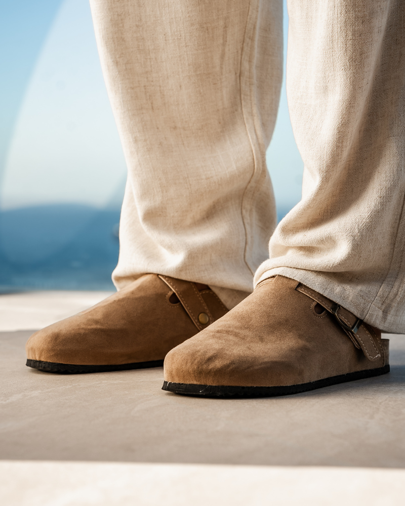 Suede Buckle Clog – Comfort Slip-On