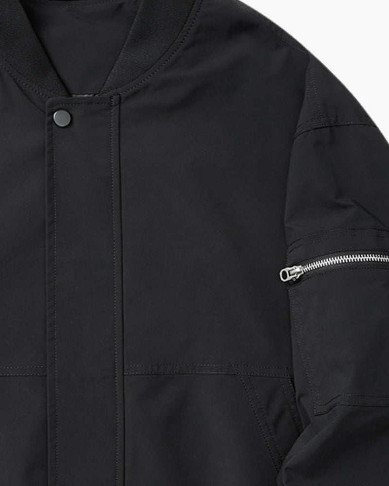 Men’s Rib-Trim Bomber Jacket - Mance Wear Grey
