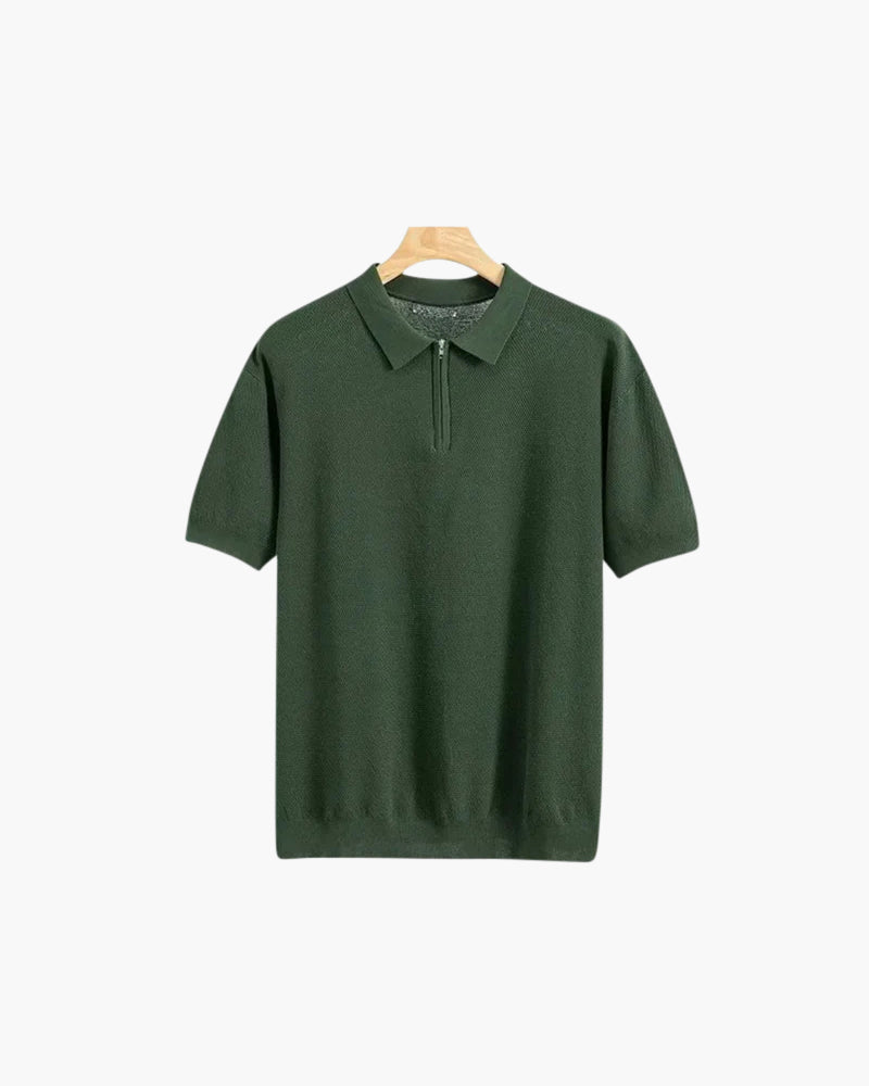 Zip Knit Polo – Short Sleeve – Minimalist Style - Mance Wear Dark Green / S