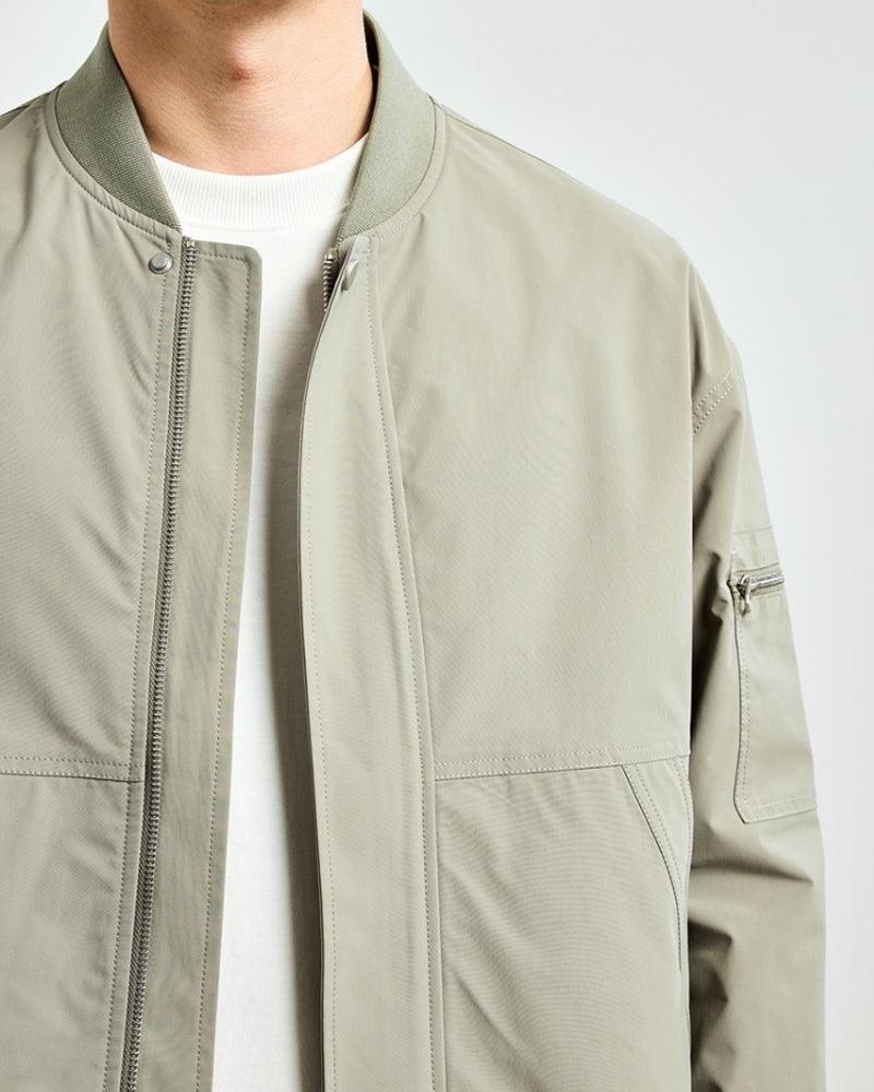 Men’s Rib-Trim Bomber Jacket - Mance Wear Grey