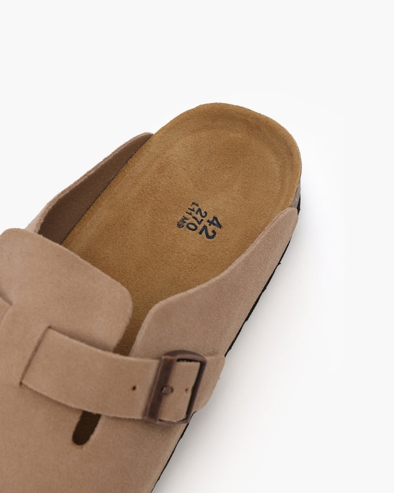 Suede Buckle Clog – Comfort Slip-On