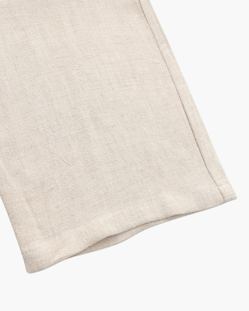Linen Drawstring Pants – Light Beige – Relaxed Fit - Mance Wear Beige / S