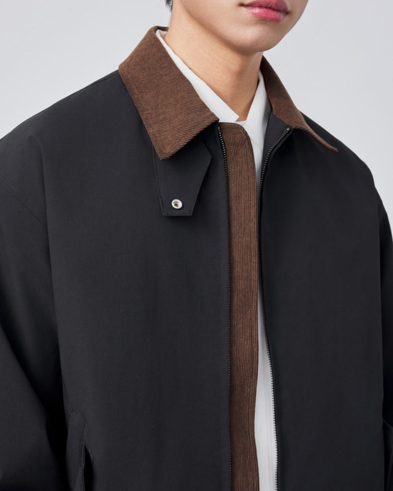 Men’s Contrast-Collar Bomber Jacket - Mance Wear Brown / M