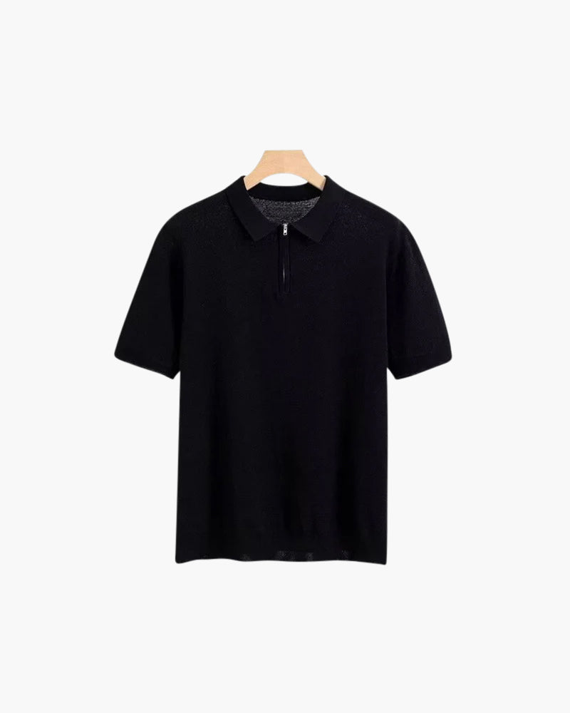 Zip Knit Polo – Short Sleeve – Minimalist Style - Mance Wear Black / S
