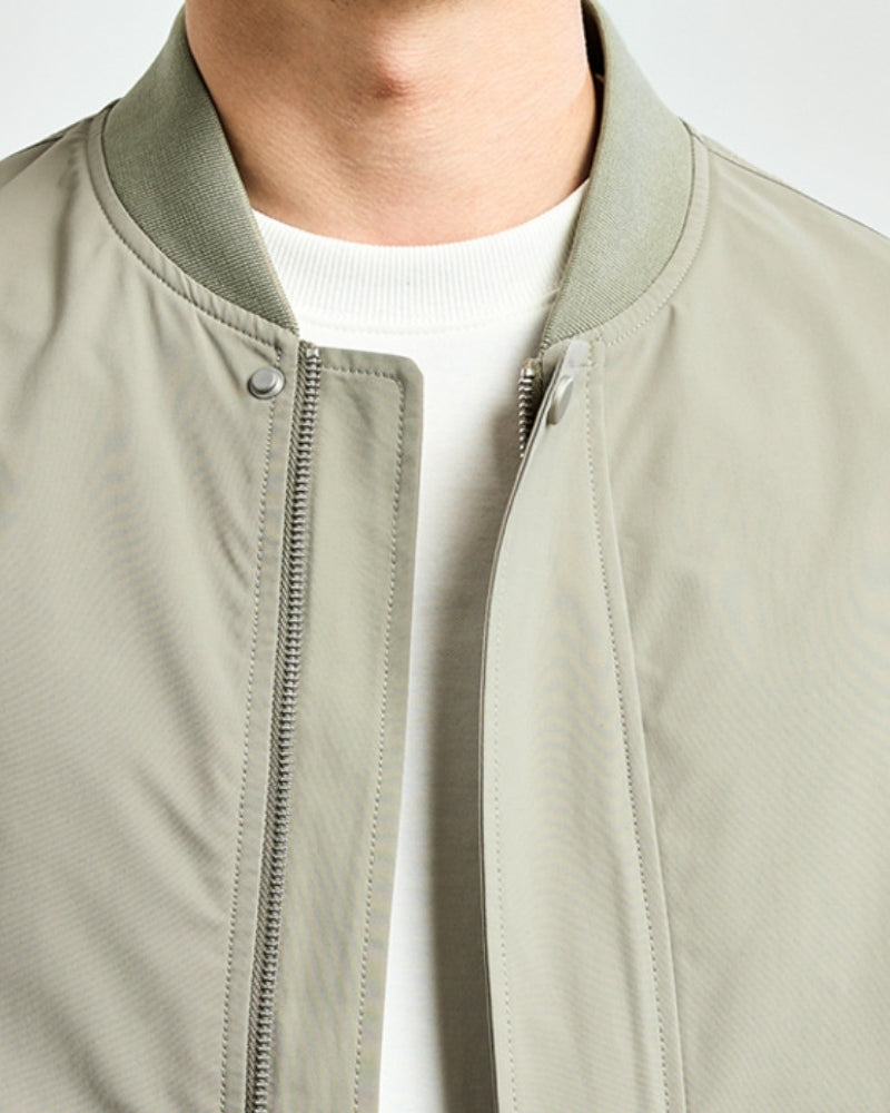 Men’s Rib-Trim Bomber Jacket - Mance Wear Grey