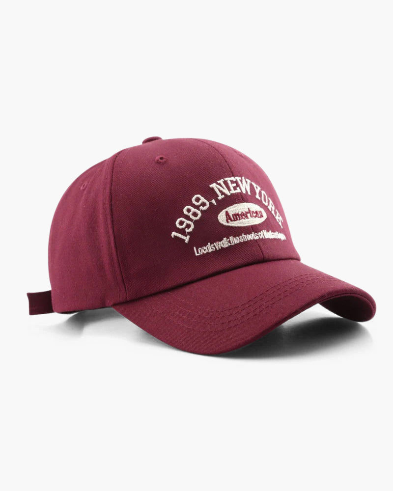 New York Cap – Embroidered Cotton – Adjustable Strapback - Mance Wear Red
