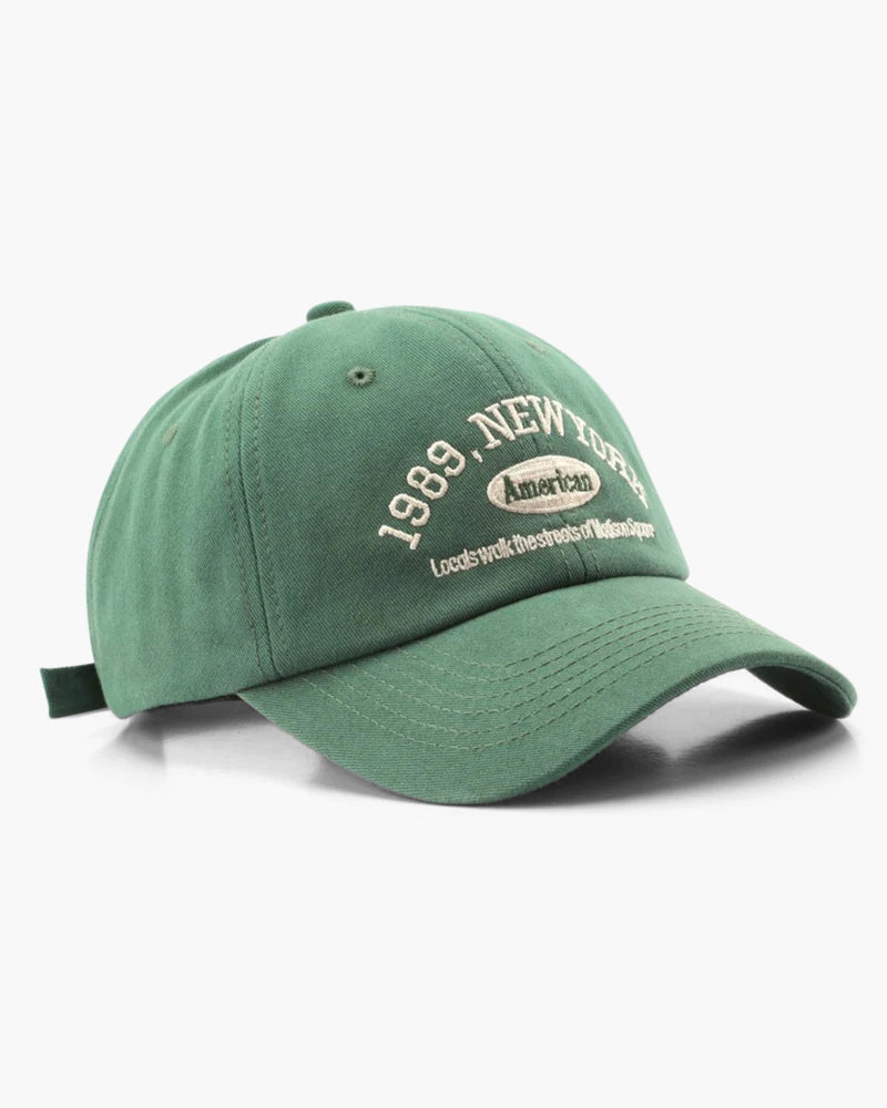 New York Cap – Embroidered Cotton – Adjustable Strapback - Mance Wear Green
