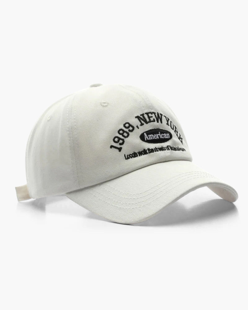New York Cap – Embroidered Cotton – Adjustable Strapback - Mance Wear White