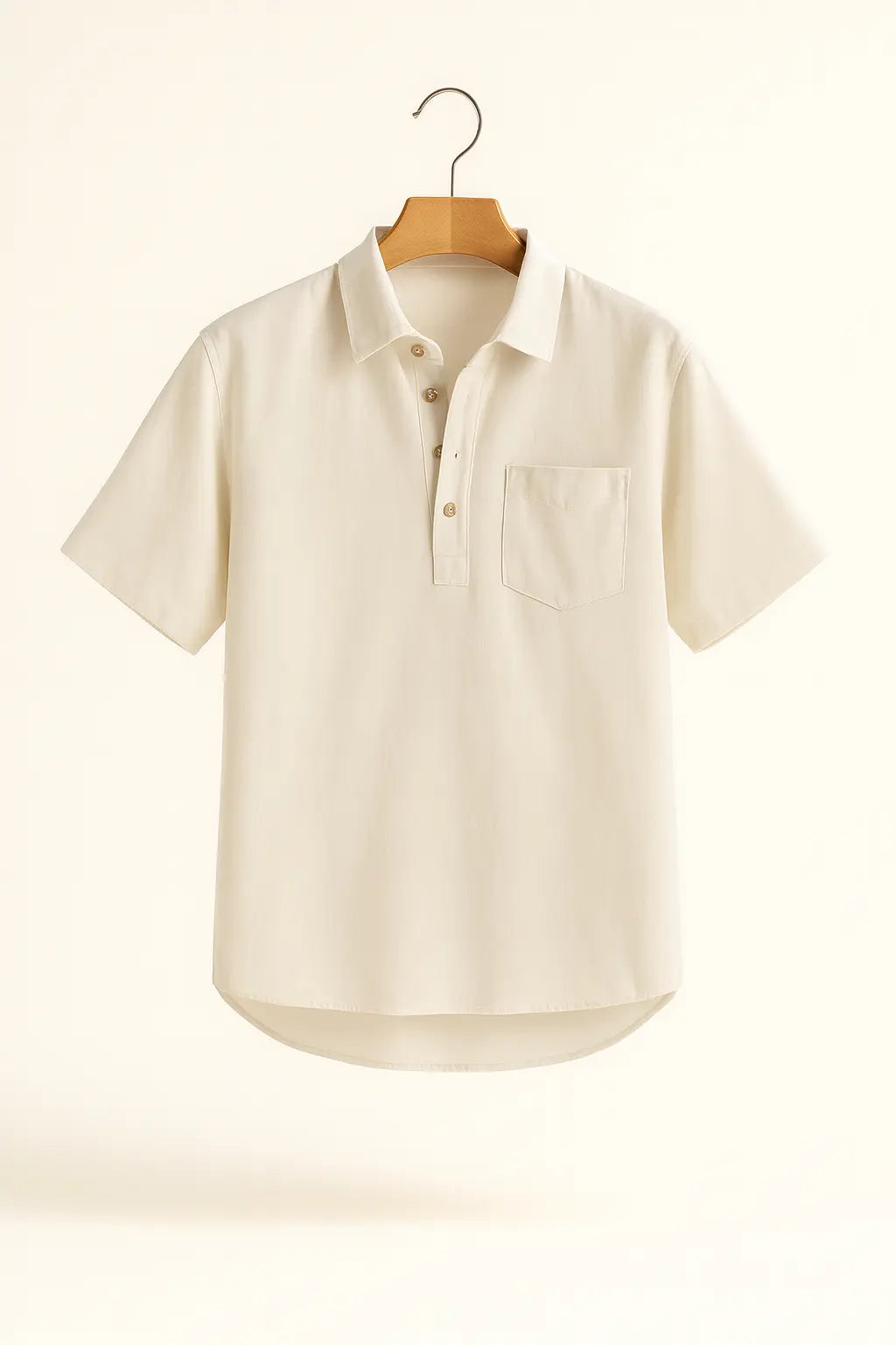 Linen-Cotton Popover Shirt