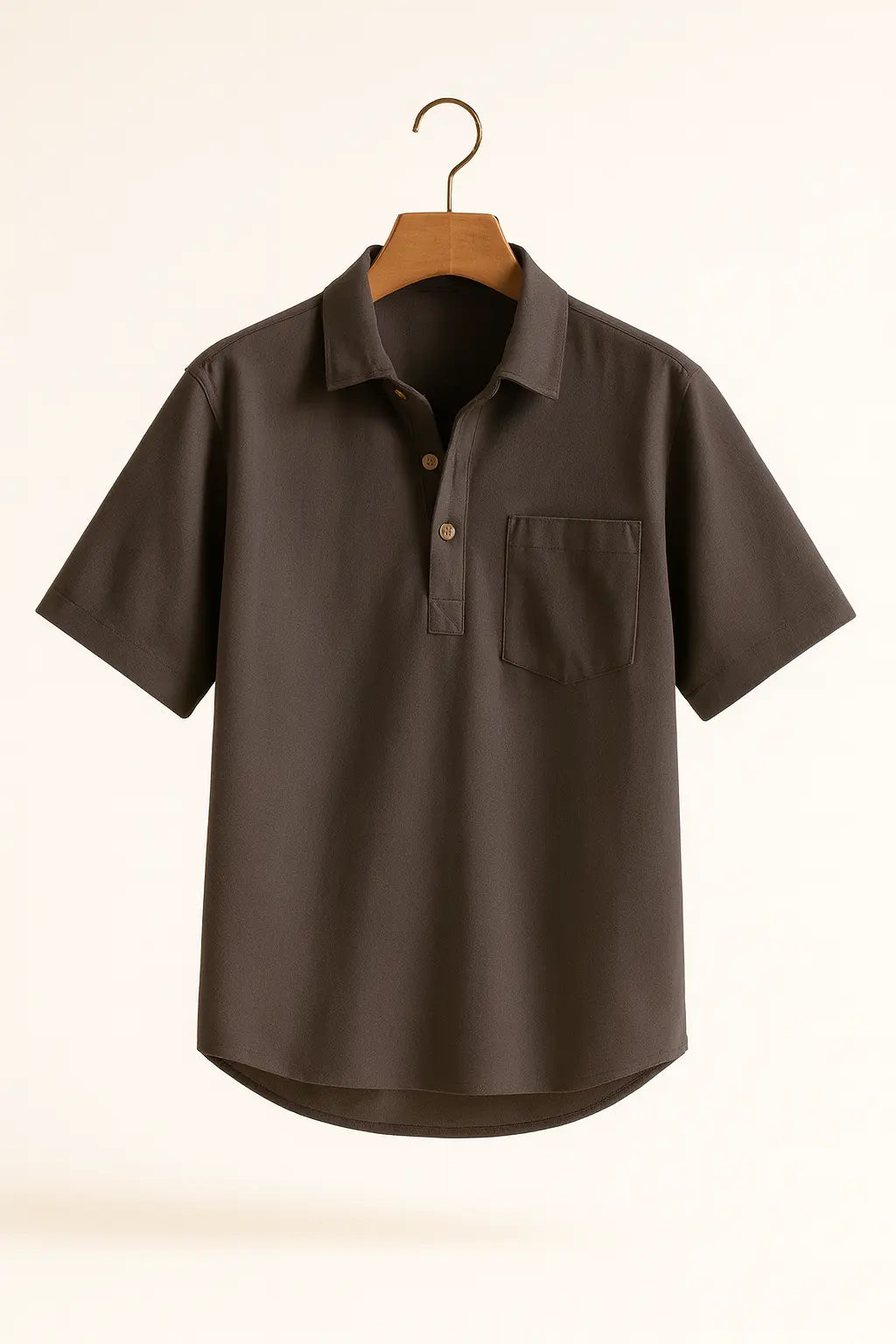 Linen-Cotton Popover Shirt