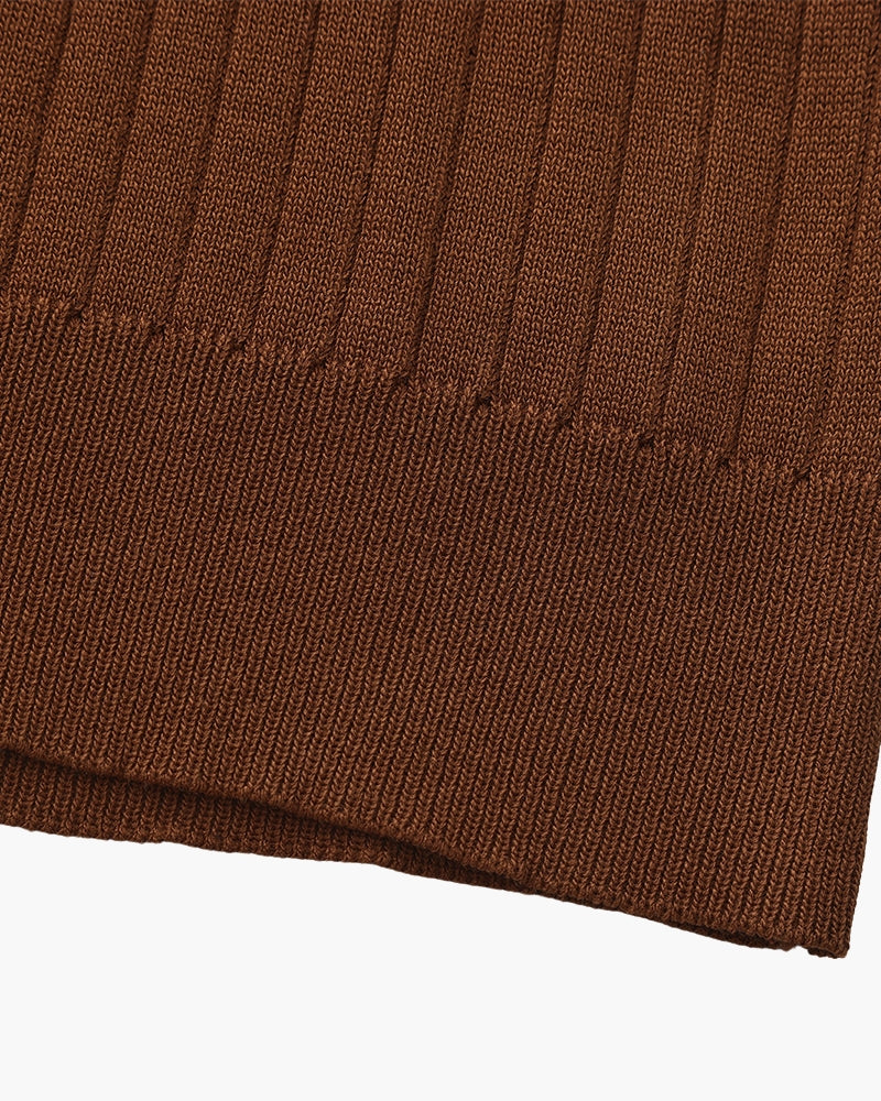 Ribbed Knit Polo – Short Sleeve – Minimalist Style - Mance Wear Beige / XS