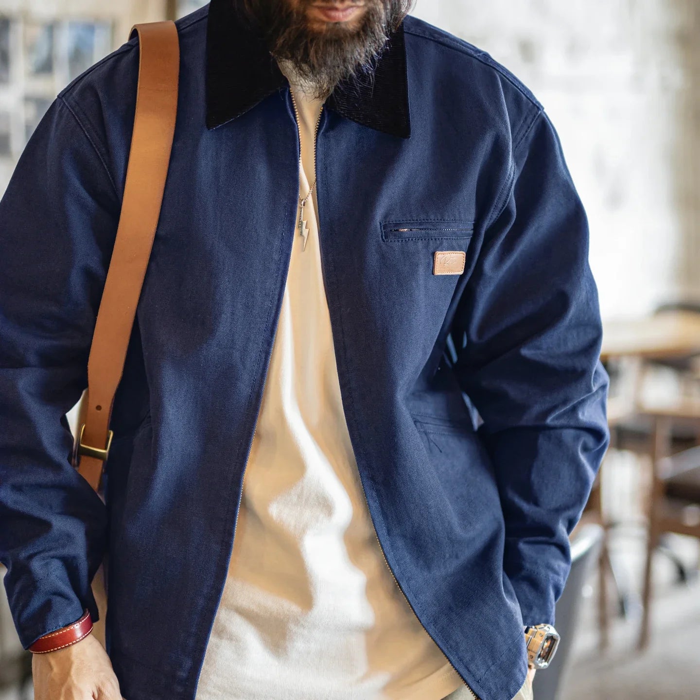 Jacket Canvas Detroit Hektor - Mance Wear Navy Blue / S