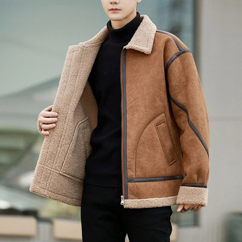 Jacket Suede Shearling Axton - Mance Wear Brown / M