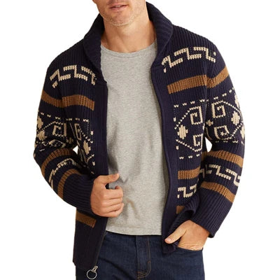 Cardigan Tribal Wool Dakota - Mance Wear Navy Blue / 4XL
