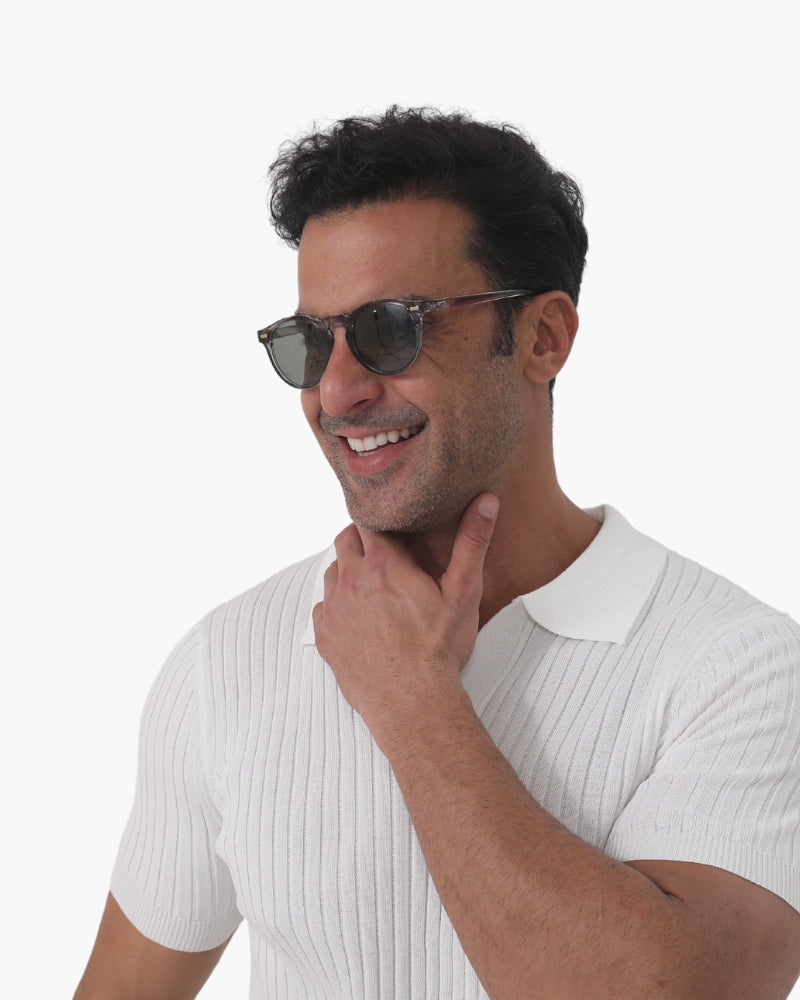Urban Round Polarised Sunglasses – Acetate Frame - Mance Wear Transparant