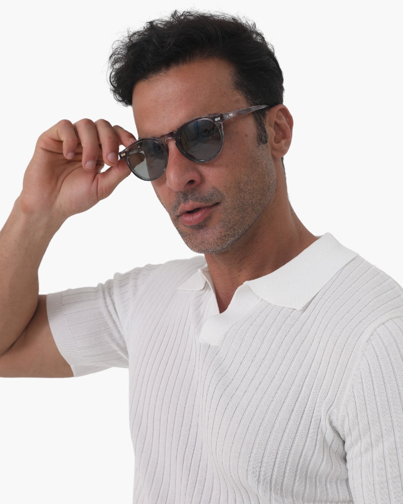 Urban Round Polarised Sunglasses – Acetate Frame - Mance Wear Transparant