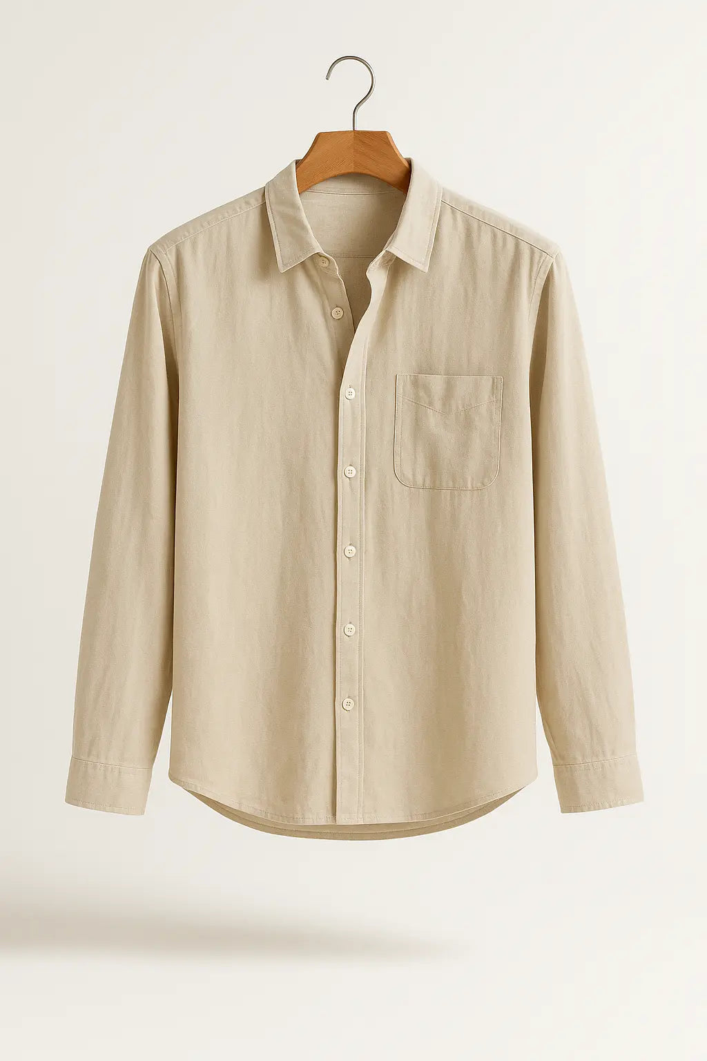 Classic Linen-Blend Button-Up Shirt - Mance Wear Beige / S