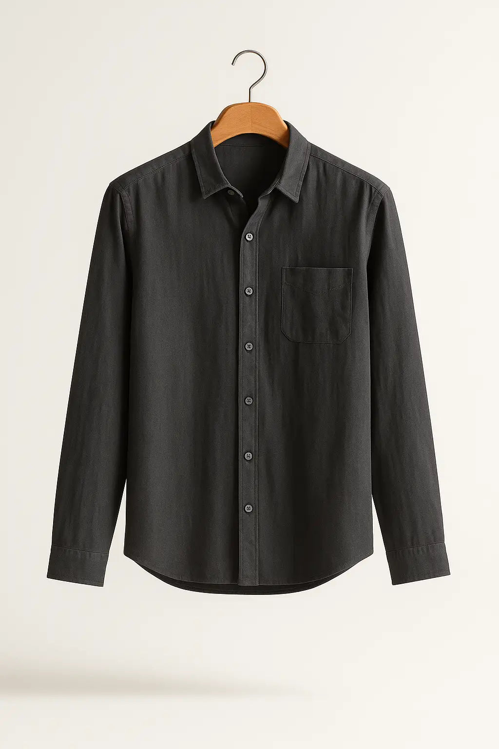 Classic Linen-Blend Button-Up Shirt - Mance Wear Black / S