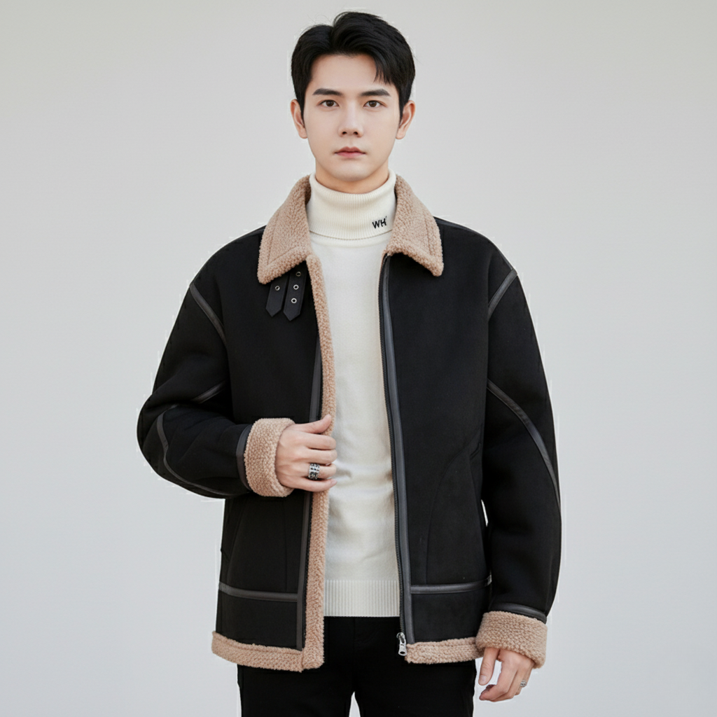 Jacket Suede Shearling Axton - Mance Wear Black / M