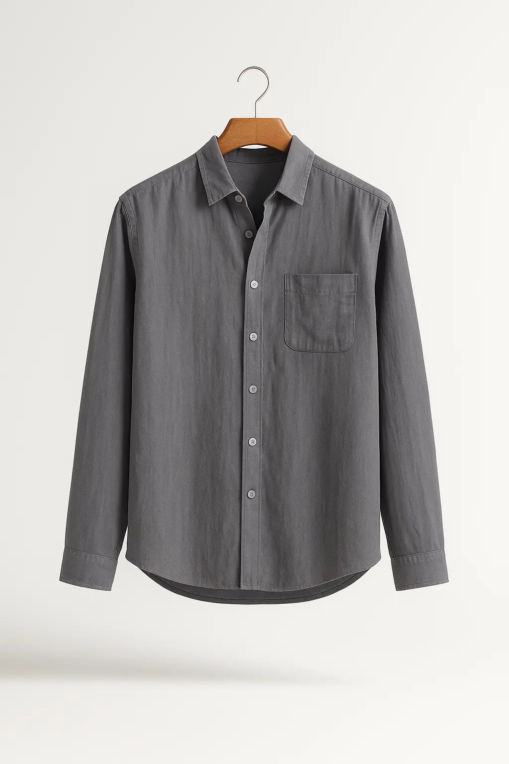 Classic Linen-Blend Button-Up Shirt - Mance Wear Gray / S