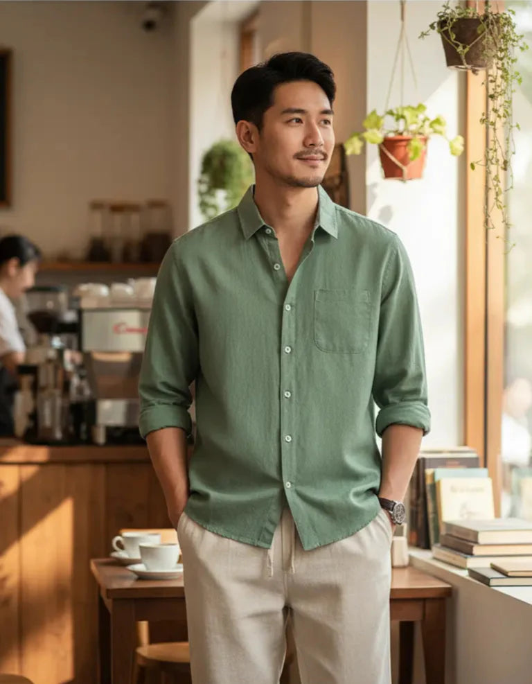 Linen Lifestyle Set – Green & Beige