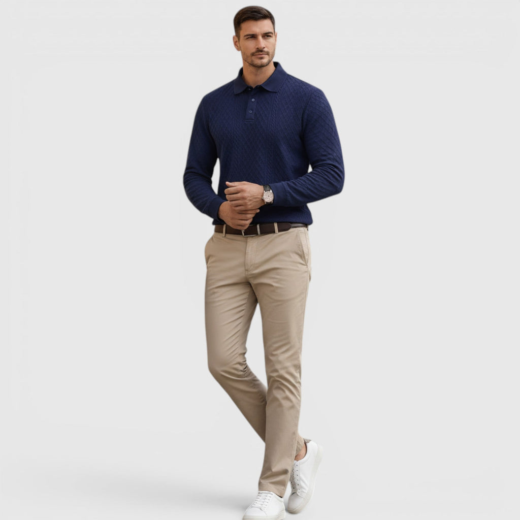 Karl Long Sleeve Jacquard Polo