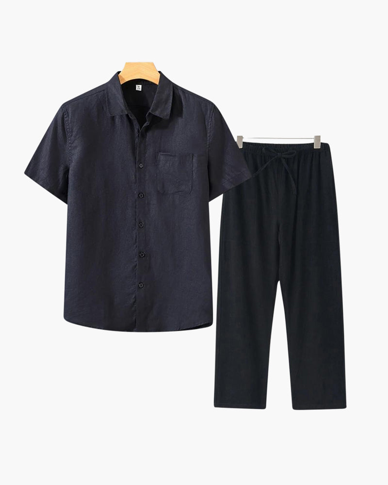 Linen Lifestyle Set – Short Sleeve - Mance Wear Black / Black / XS