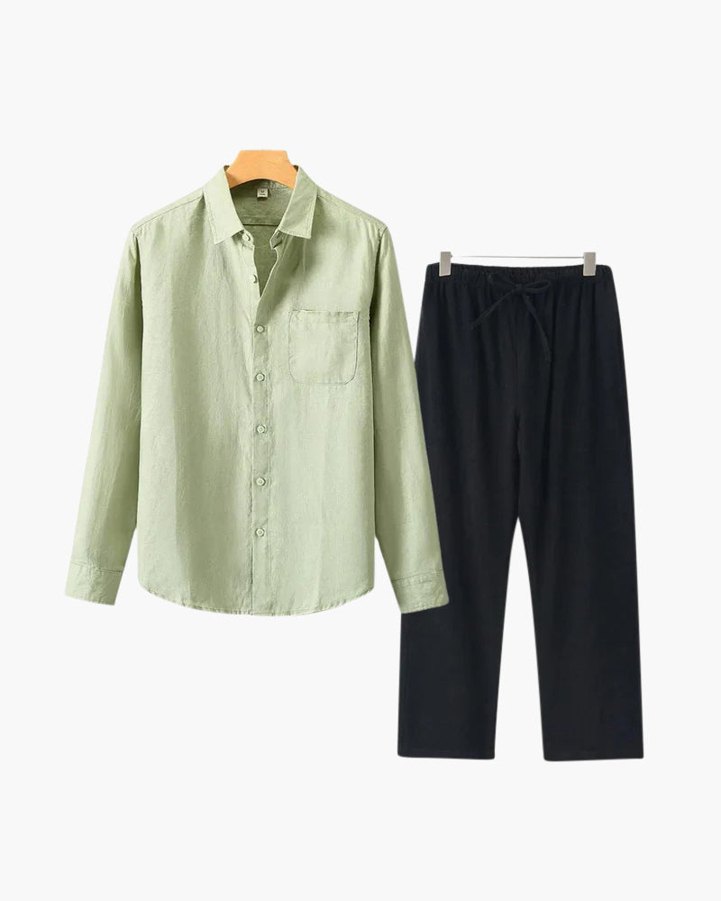Linen Lifestyle Set – Sage Green & Black