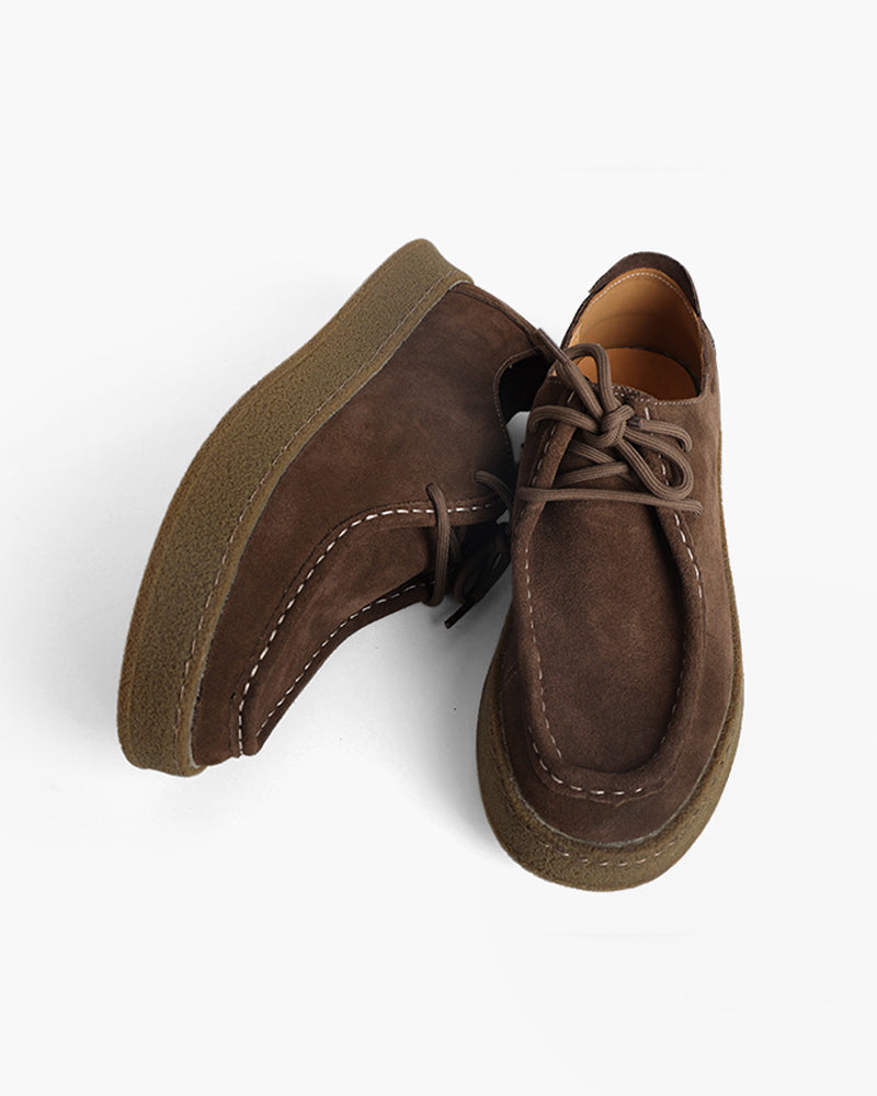 Heritage Suede Moc-Toe Shoes – Brown Crepe Sole