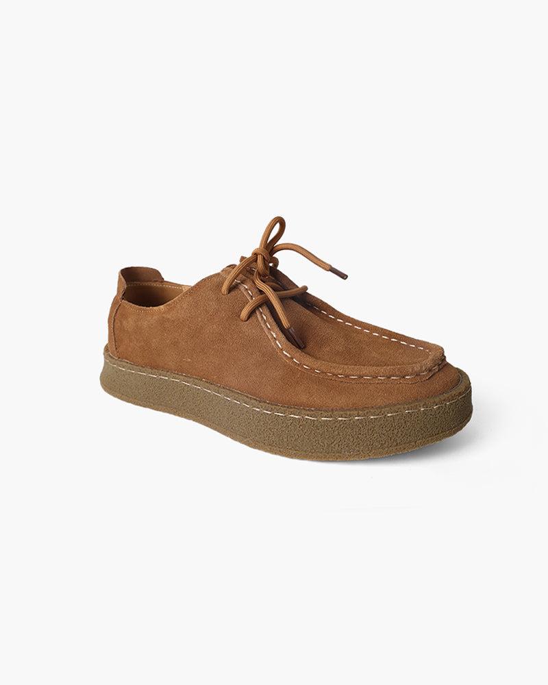 Heritage Suede Moc-Toe Shoes – Brown Crepe Sole - Mance Wear Caramel / EU 38 / UK 5 / US 5.5