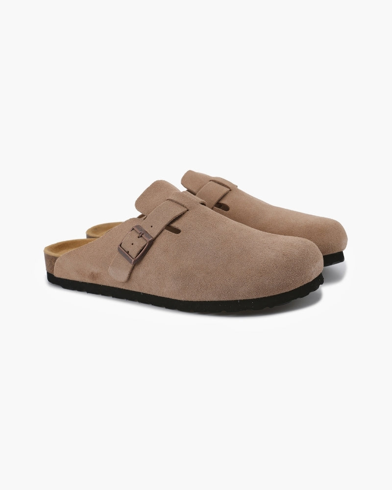 Suede Buckle Clog – Comfort Slip-On