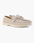 Old Money Suede Loafers side view – Mance Wear women's slip-on shoes