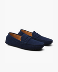 Men's navy suede driving loafers – smart casual footwear – Mance Wear
