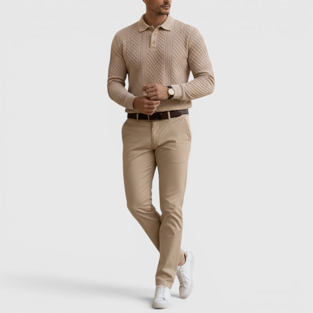 Karl Long Sleeve Jacquard Polo