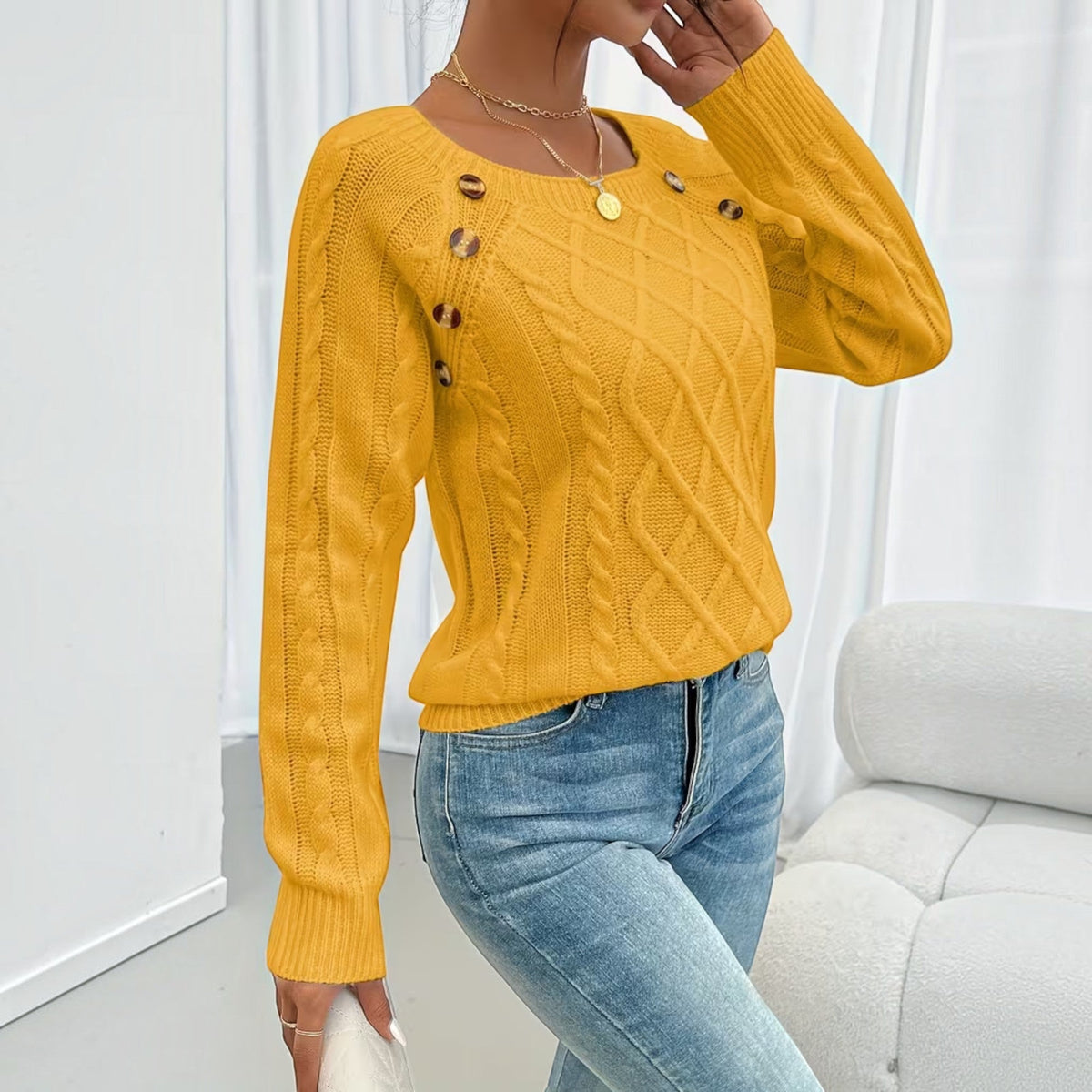 Trixie Button Detail Knit Sweater
