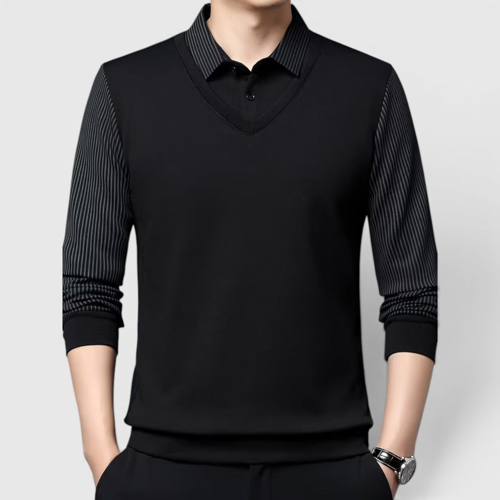 Connor Faux Two-Piece Polo Sweater