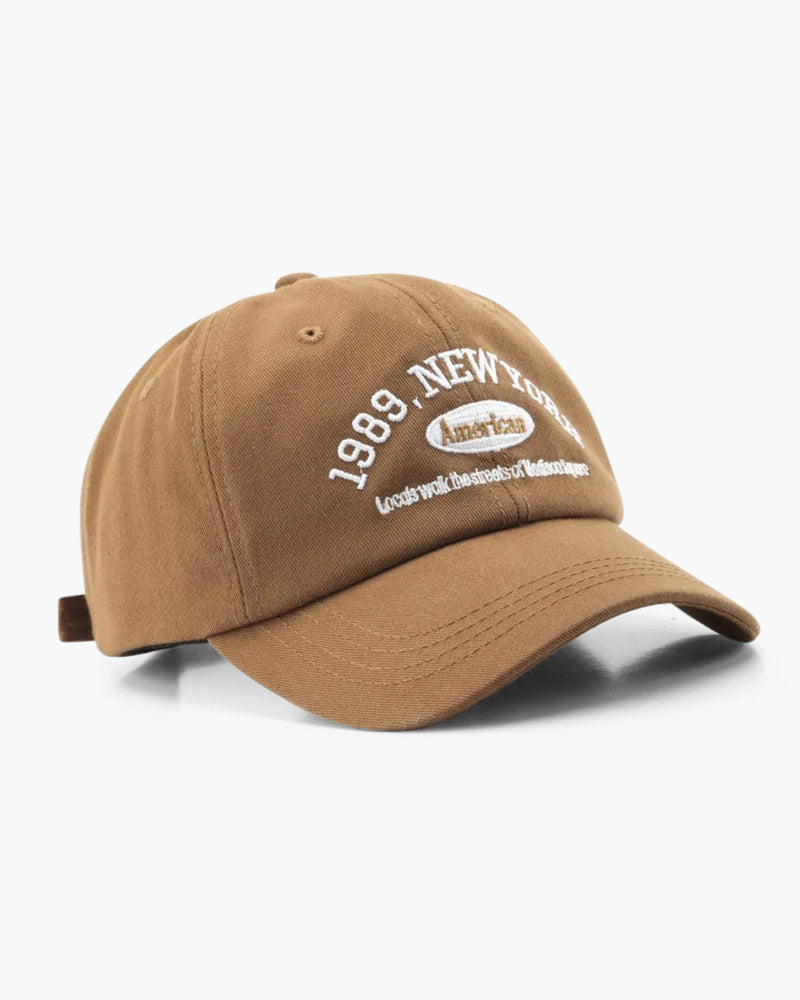 New York Cap – Embroidered Cotton – Adjustable Strapback - Mance Wear Brown